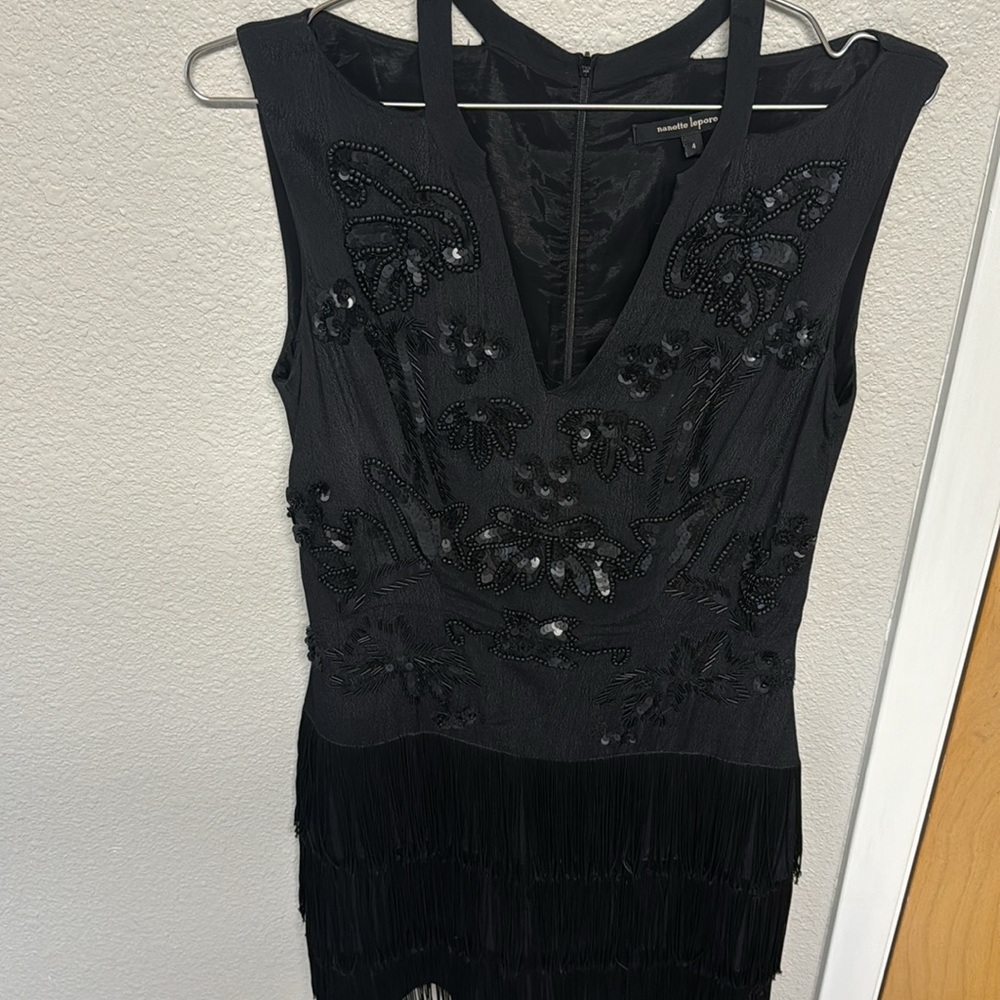 Nanette Lepore Beaded Flapper Dress Sz 4